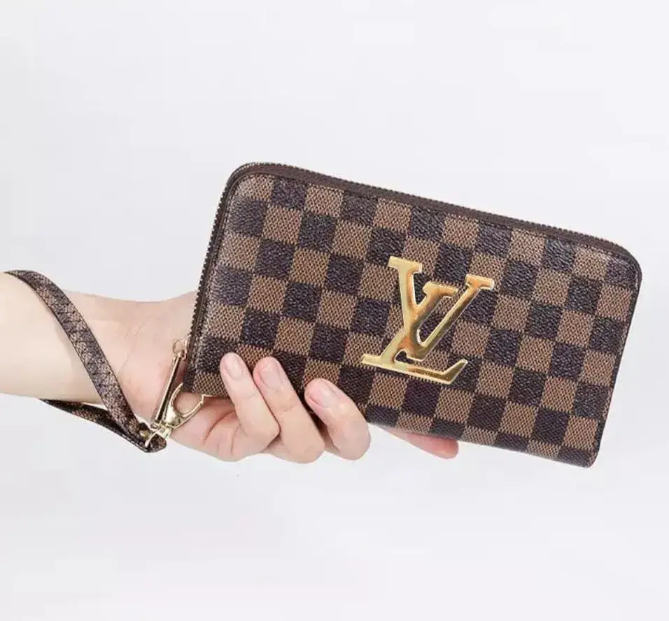 Luxury Checkered Zipper Wallet for Men & Women | Premium Leather Long Purse