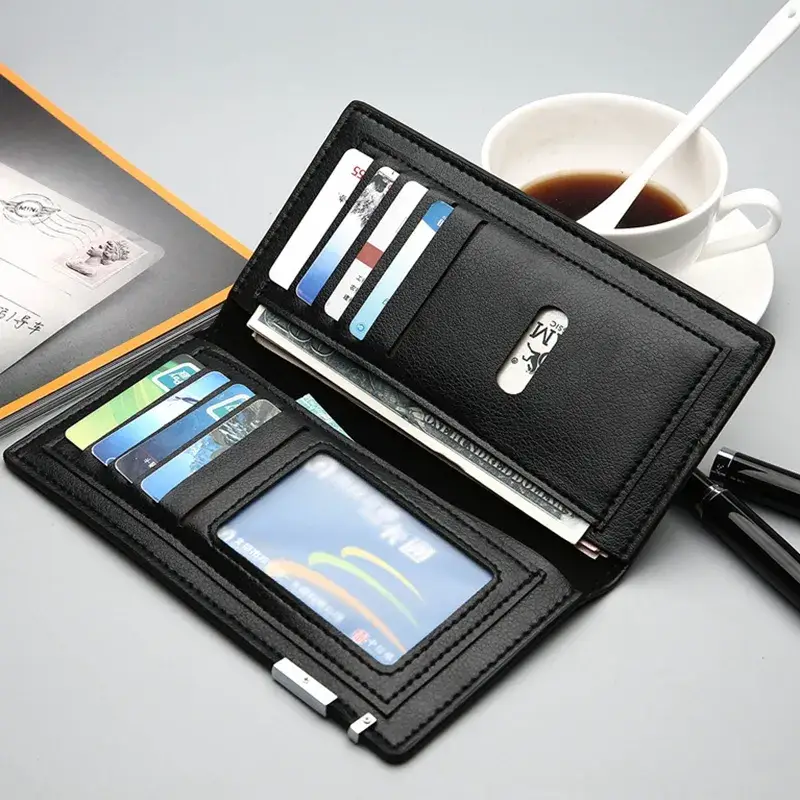 Premium Slim & Lightweight Long Wallet for Men | Stylish PU Leather Wallet with Multiple Card Slots | Durable Business Wallet for Men | Kangaroo Wallet