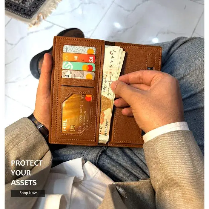 Premium Long Wallet - Leather Wallet - PU Leather - Wallet for Men