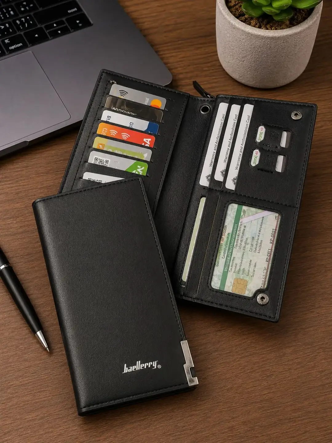 Baellerry Long Leather Wallet For Men and Women - Long wallets