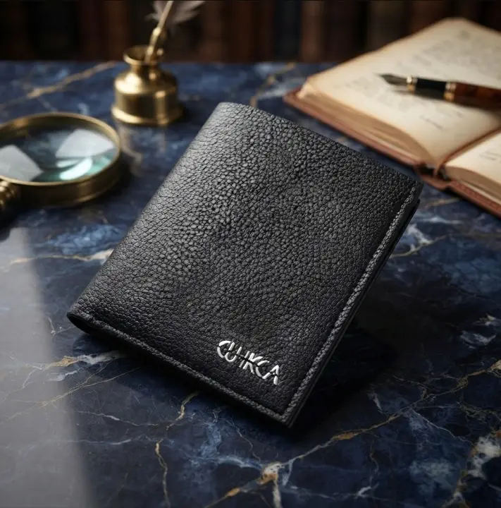 Black Cuikca Textured Leather Bifold Wallet - Fashion Accessory Designed For Personal Style And Daily Carry Routine