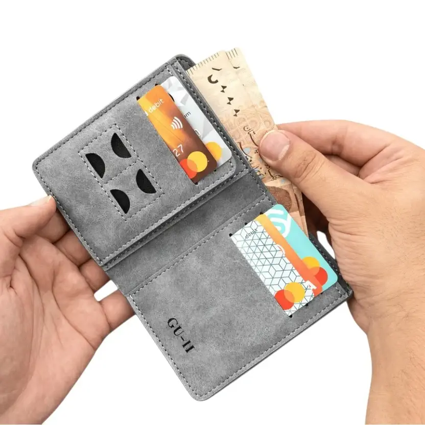 Trending M-Design RFID Wallet | Compact PU Card Holder with Coin Pocket Black