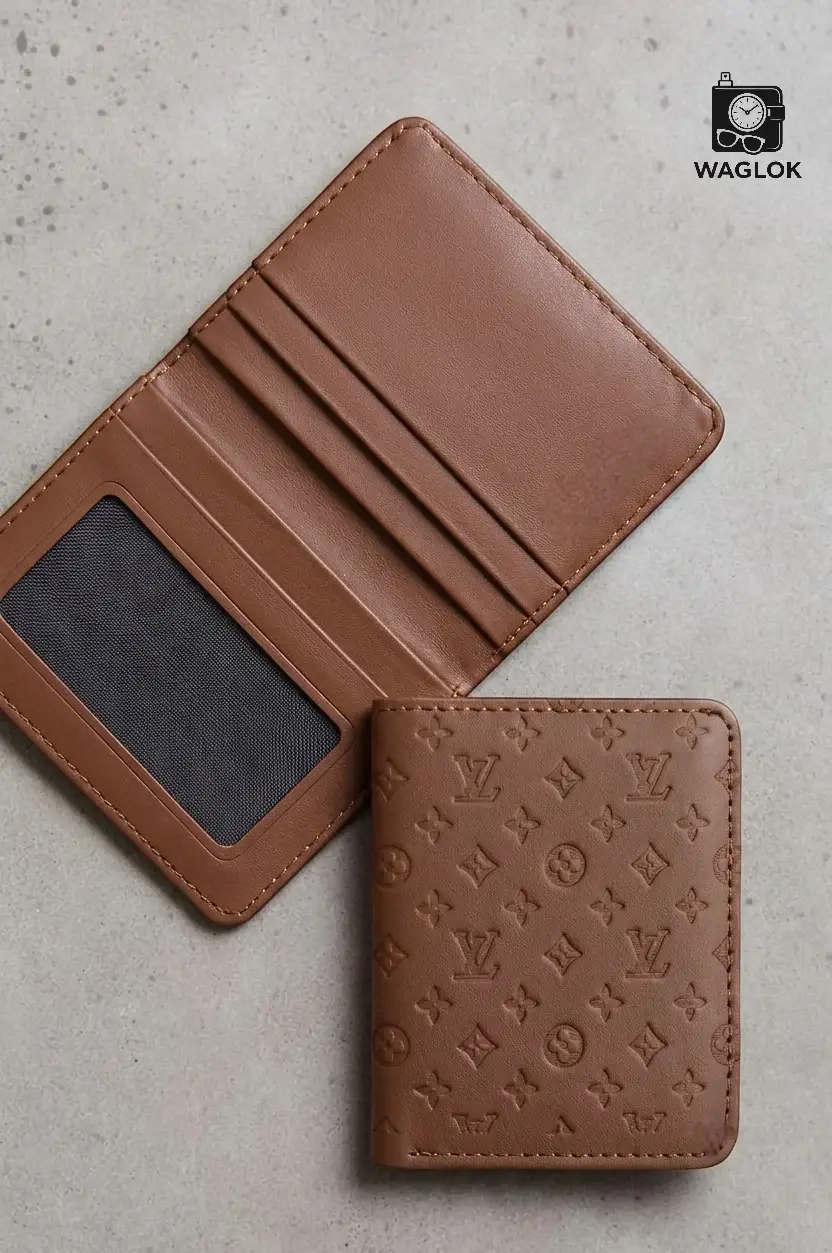 Designer Monogram Leather Wallet – Biege
