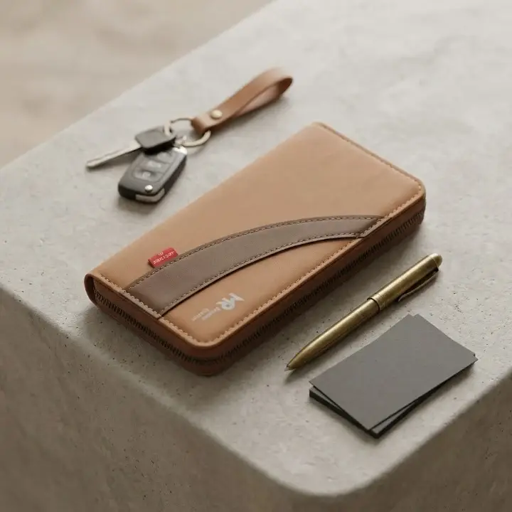 MR Leather Wallet with Zipper | Premium Men's Leather Wallet | Multi-Card Holder | Cash & Coin Pocket | Secure Zip Closure | Color Brown