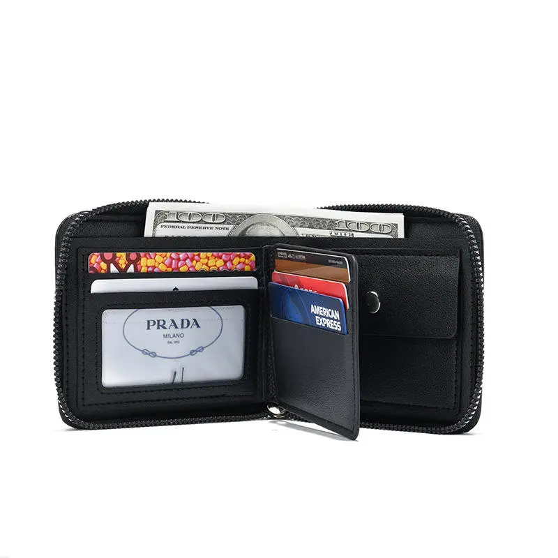 Vintage Men's PU Leather Wallet with Zipper Coin Pocket