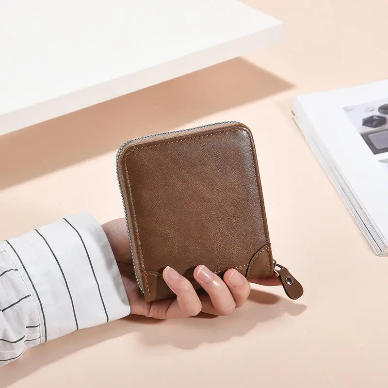 Vintage Men's PU Leather Wallet with Zipper Coin Pocket