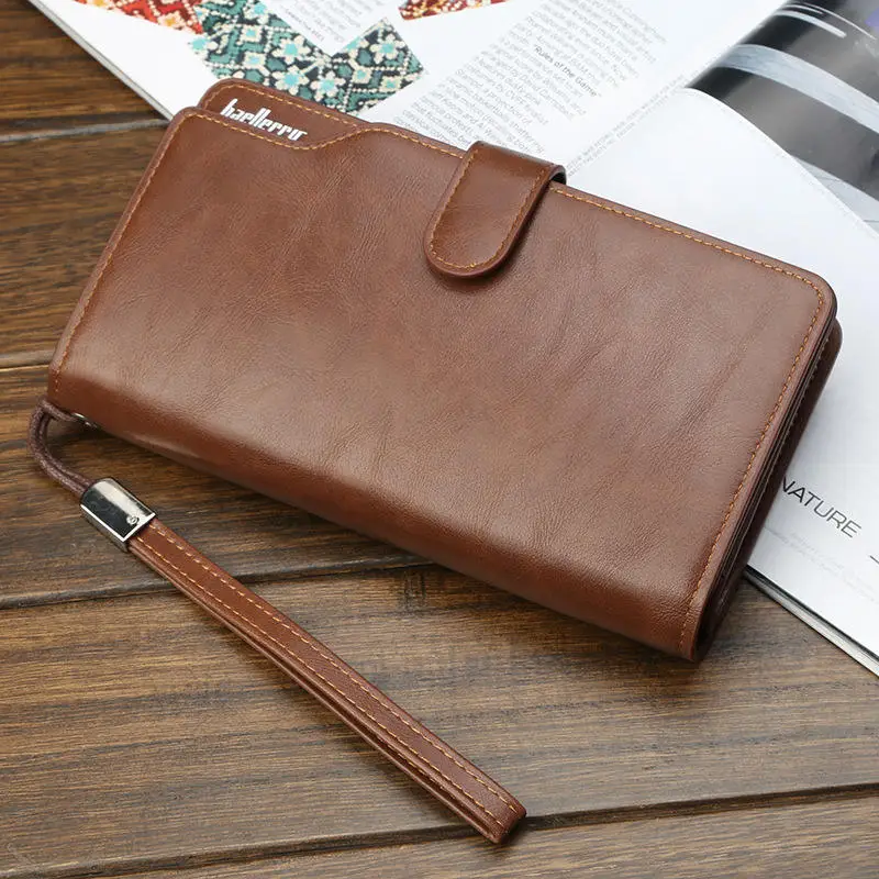 Baellerry Men's Vintage Long Clutch Wallet – Large Capacity Zipper Wallet