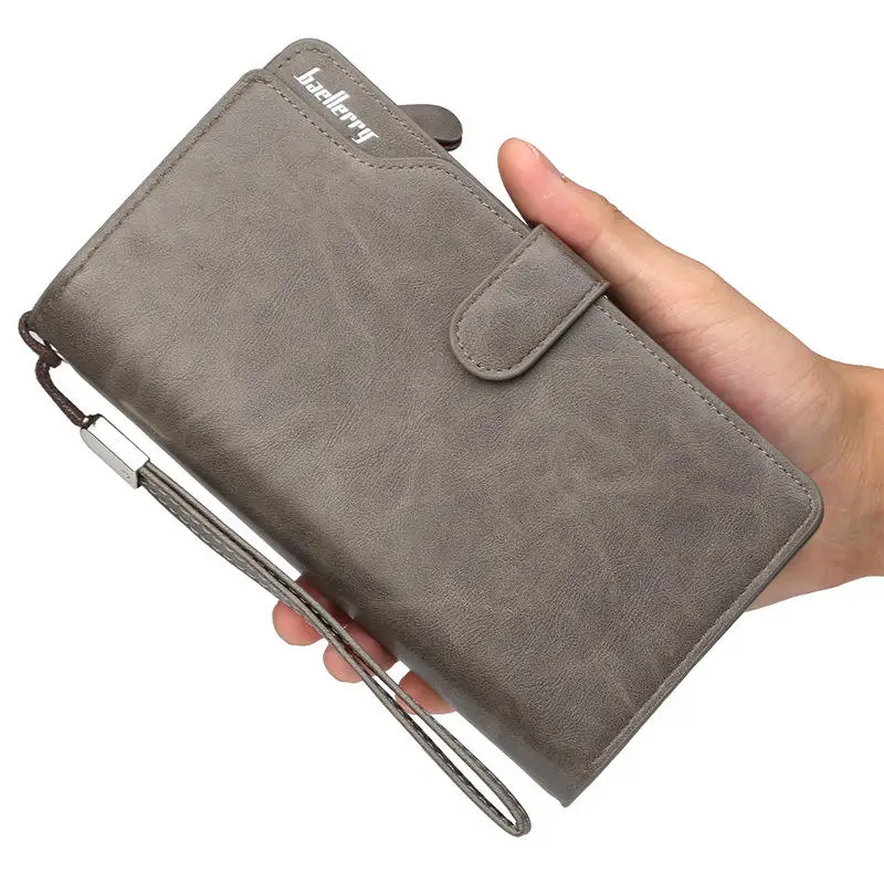 Baellerry Men's Vintage Long Clutch Wallet – Large Capacity Zipper Wallet