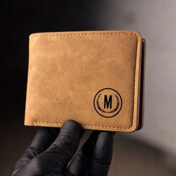Premium Men's Leather Wallet – M Logo Black Wallet