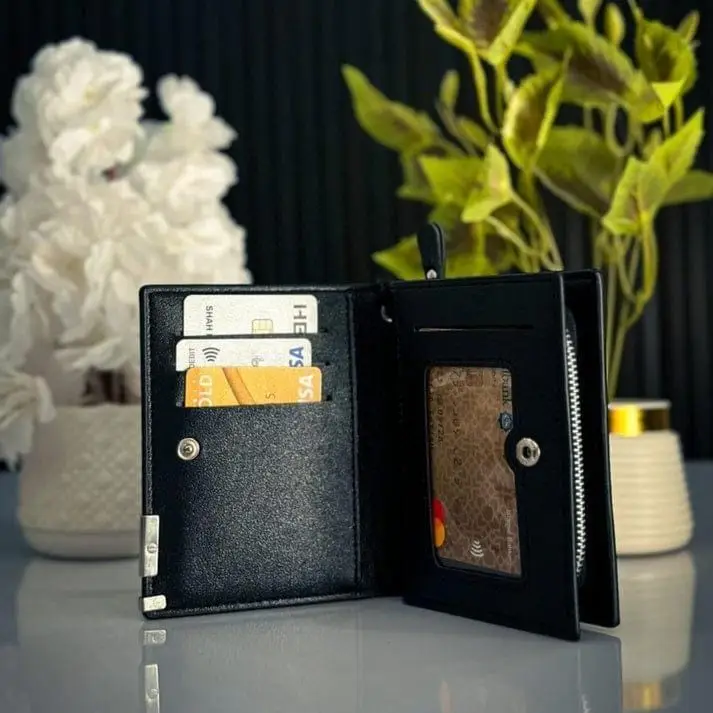 Baellerry Men's Zipper Wallet – Premium Leather Bifold Wallet with Card Holder & Coin Pocket - Black