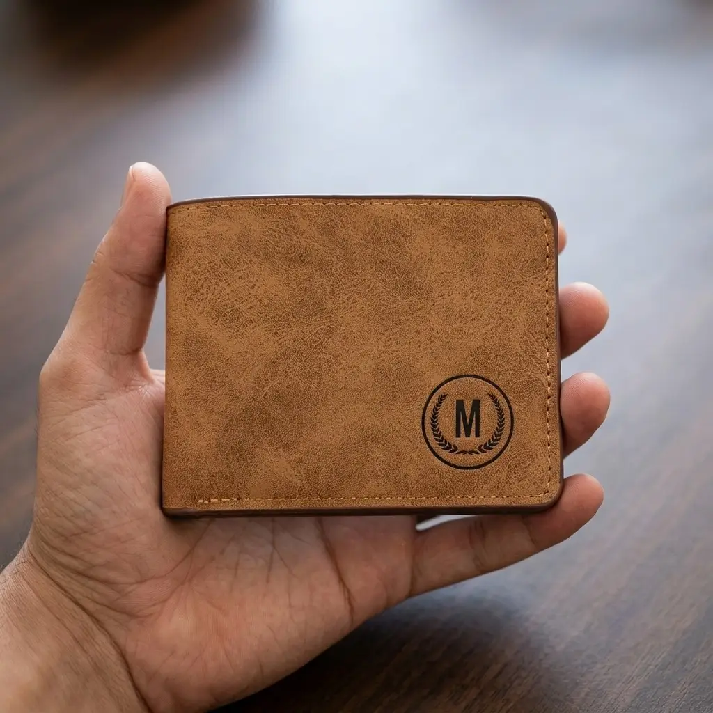M-Design Soft Leather Bifold Wallet for Men | 6 Card Slots | Dual Cash Compartments | Compact Pocket Wallet - Black