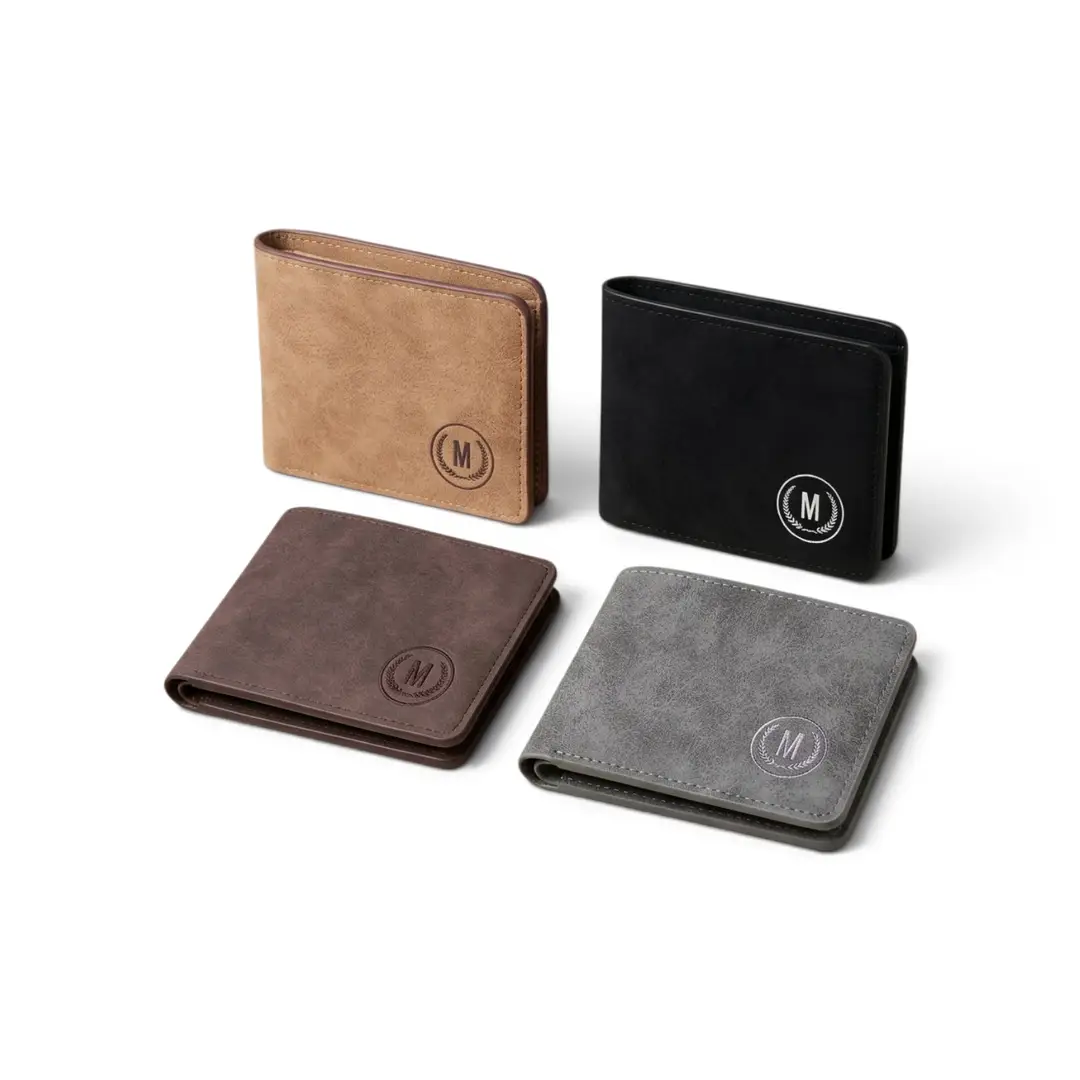 M-Design Soft Leather Bifold Wallet for Men | 6 Card Slots | Dual Cash Compartments | Compact Pocket Wallet - Black