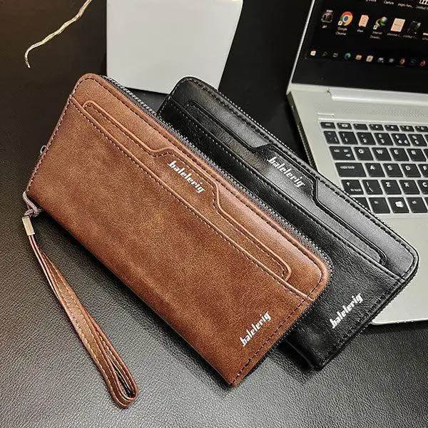 Balebaily Long Zipper Wallet for Men & Women PU Leather Wallet with 15 Card Slots Phone Pocket and Photo Window - Black