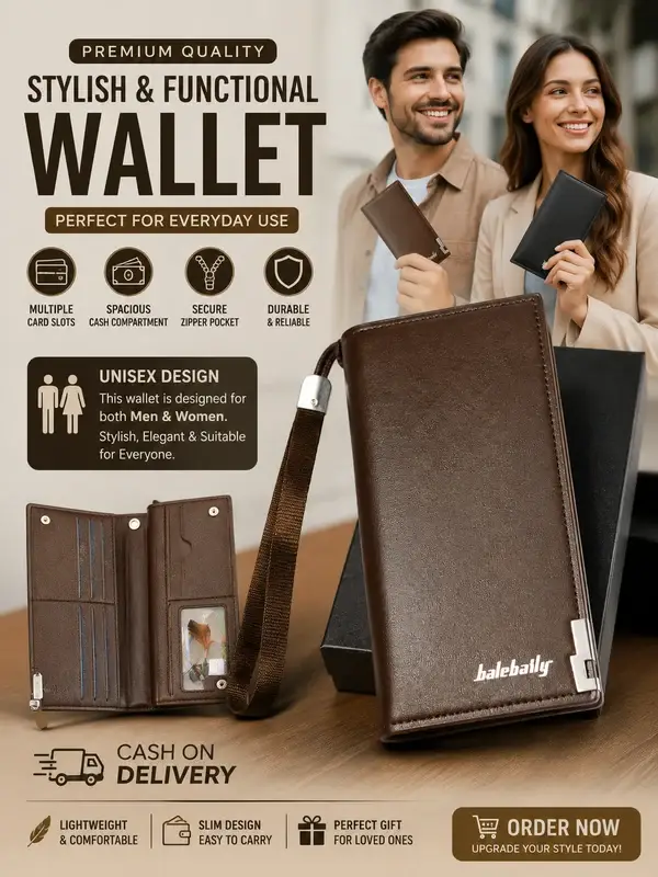 Balebaily Premium Long Leather Wallet for Men And Women