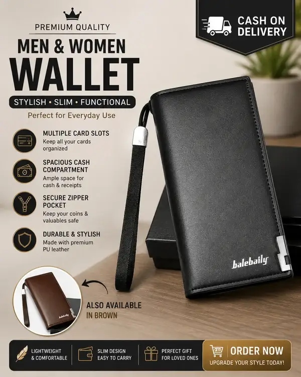 Balebaily Premium Long Leather Wallet for Men And Women