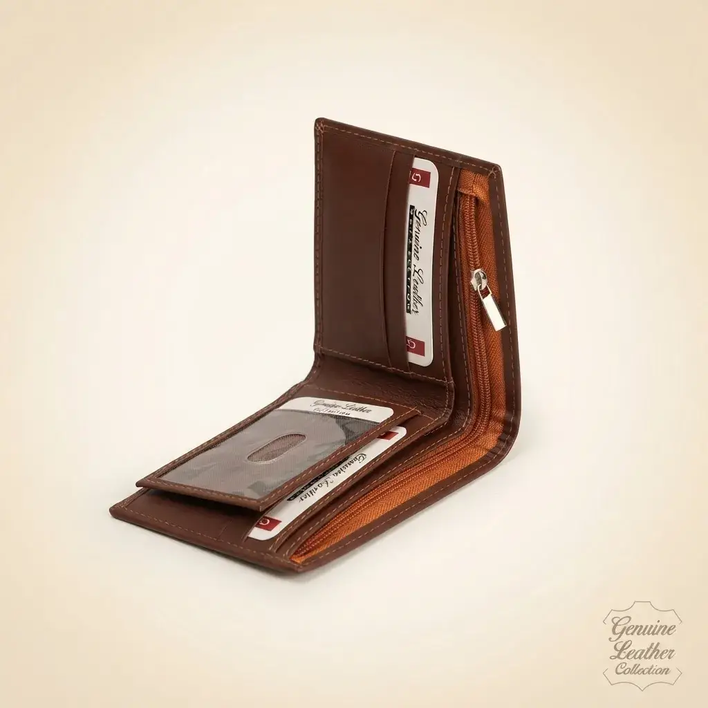 Genuine Leather Bifold Wallet for Men