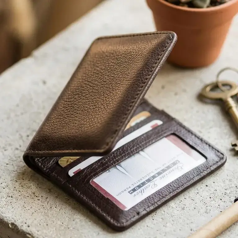 Premium Leather Wallet for Men Brown Slim Compact