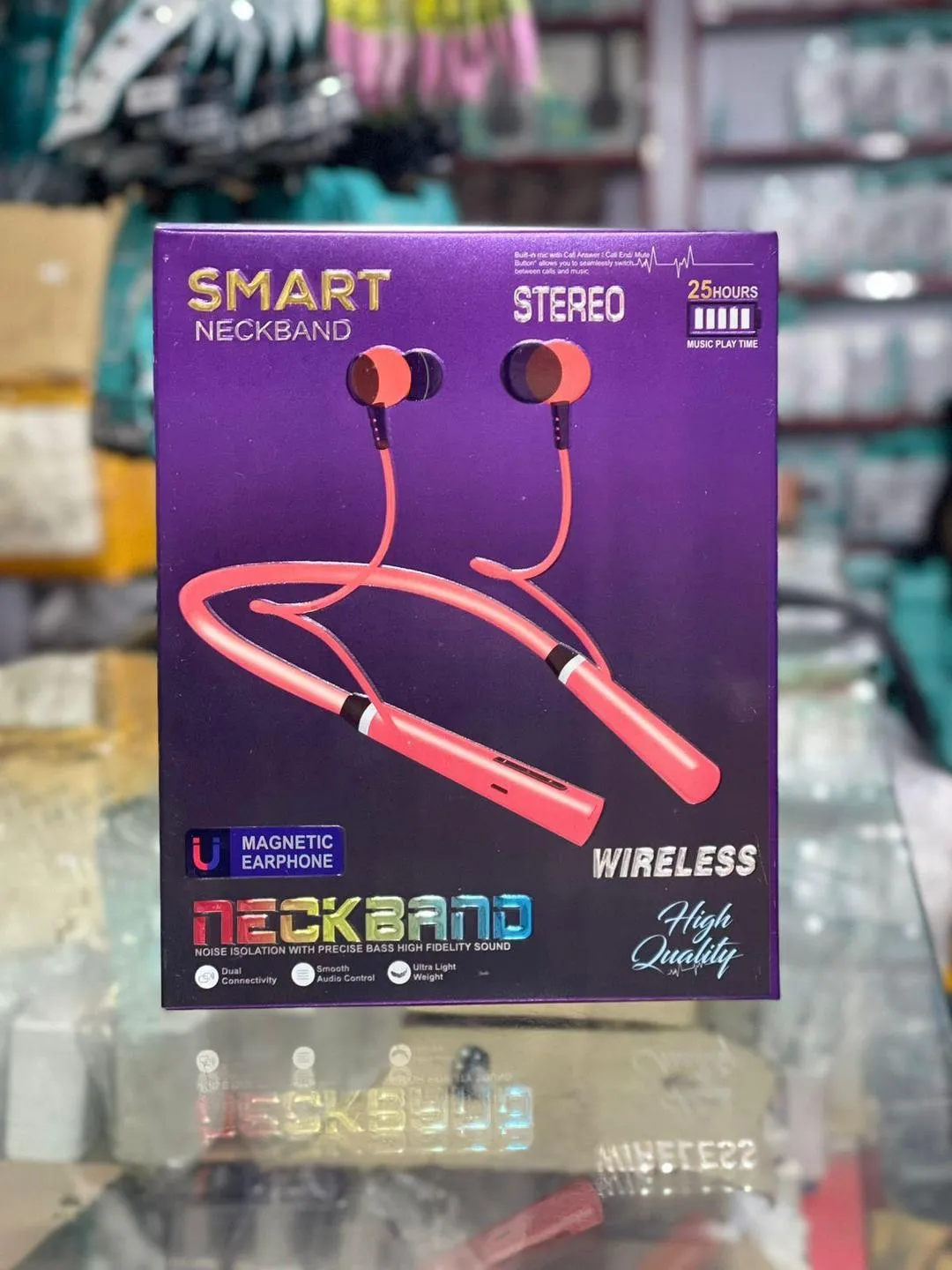Red Wireless Neckband Earbuds Bluetooth 5.2 800mAh