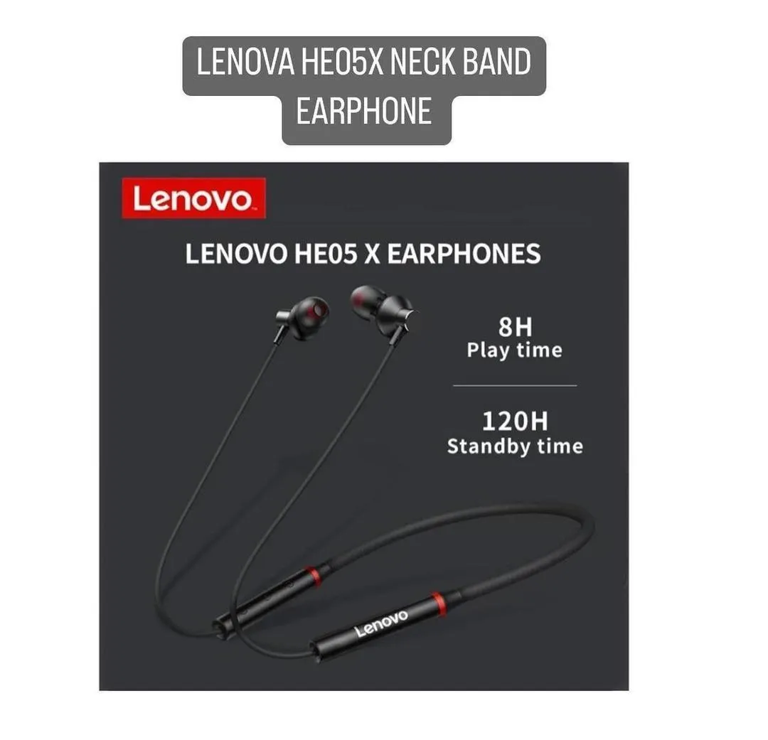 Lenovo Skin-Friendly Bluetooth 5.0 Neckband Black 8H Playtime