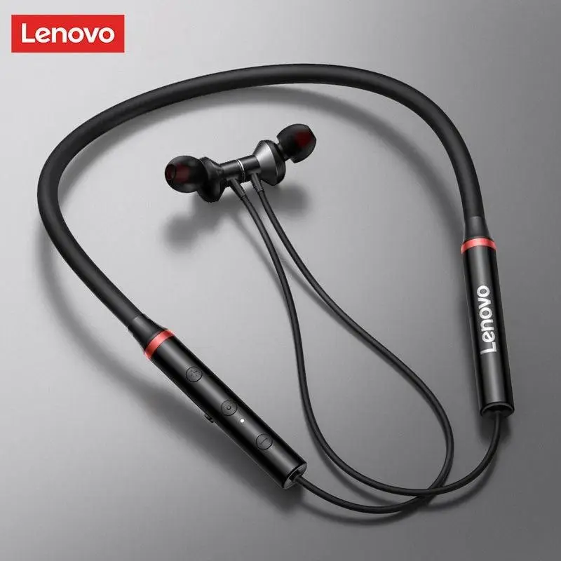Lenovo Neckband Eh05x Black Long-Lasting Battery With Fast Charge Wireless Neckband