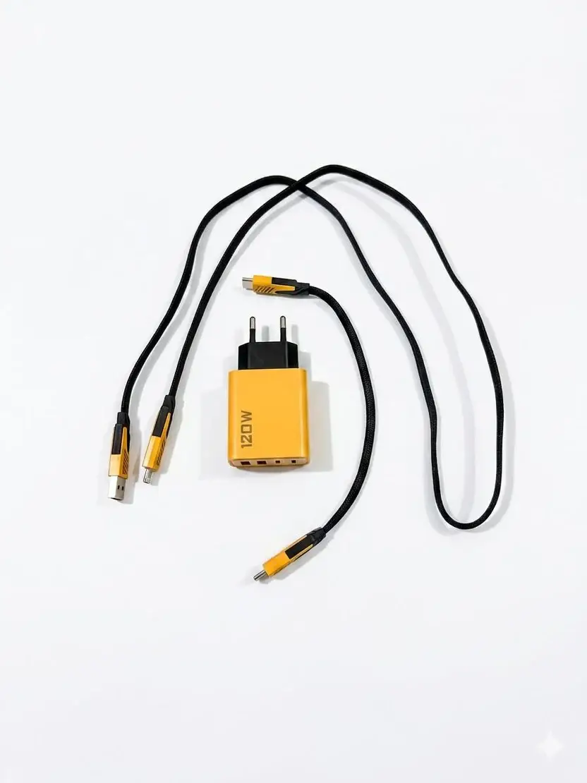 120W GaN Super Fast Duo Charger (Type-C + USB-A) Super Fast Charger With Fast Cable