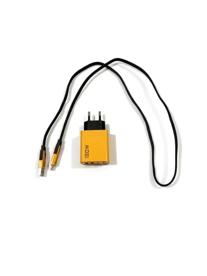 120W GaN Super Fast Duo Charger (Type-C + USB-A) Super Fast Charger With Fast Cable
