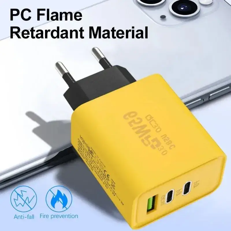 120W Fast Charger Adapter - 4 Port (2 PD + 2 USB) QC 3.0 Quick Charging - Universal Mobile Phone Wall Charger
