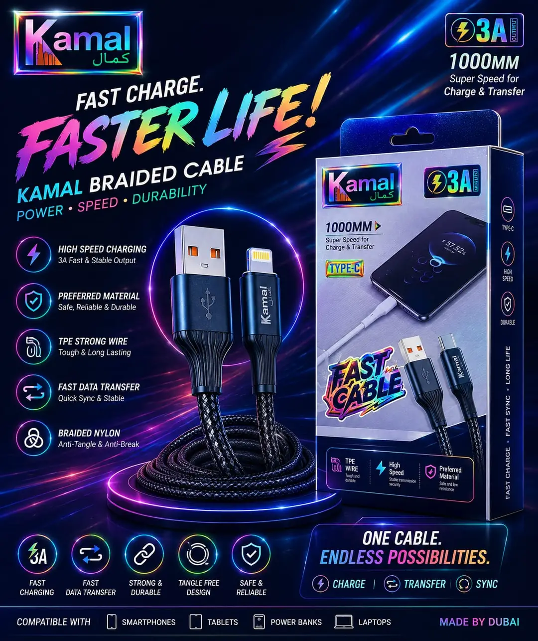🍎⚡ Kamal Brand iPhone Original Cable ⚡🍎