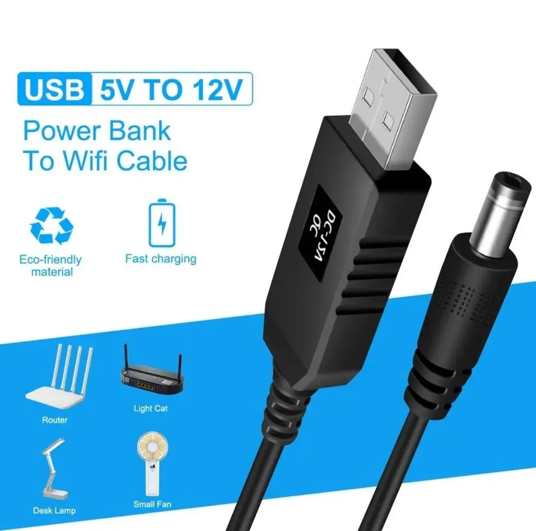 USB 5V to 12V Step Up Power Cable for WiFi Router