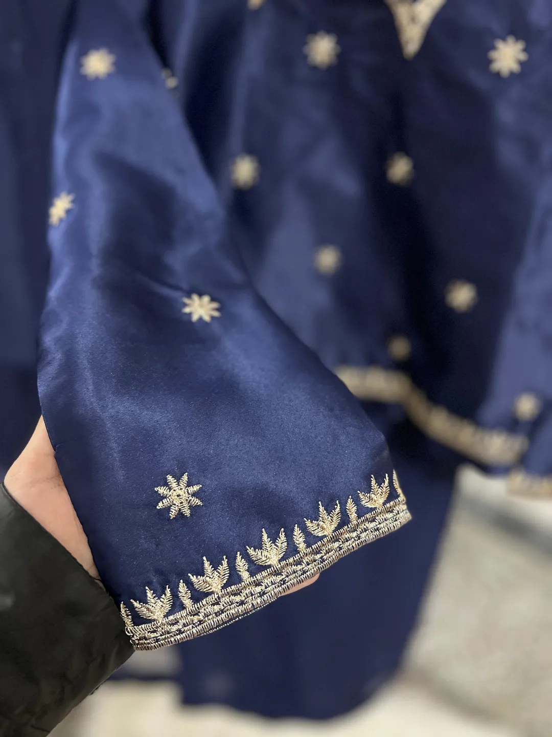 Stitched Chiffon Saree with Embroidered Neck & Sleeves