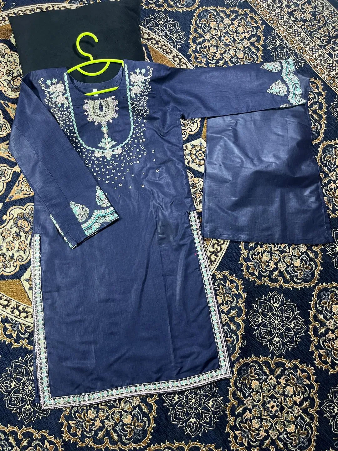 Blue Embroidered Kurta Shalwar Suit for Girls 5-12 Years
