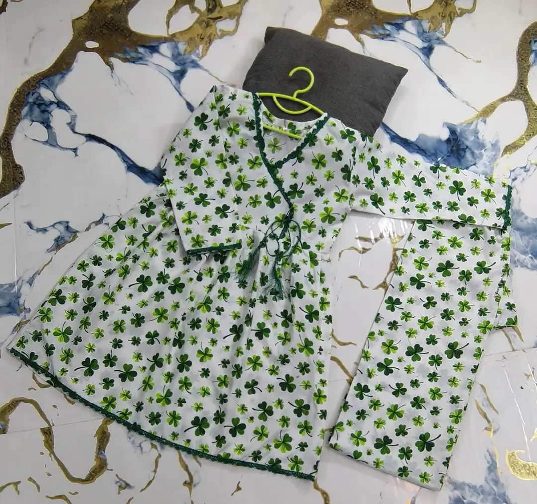 2 Pcs Girl's Cotton Printed Kurta And Pajama