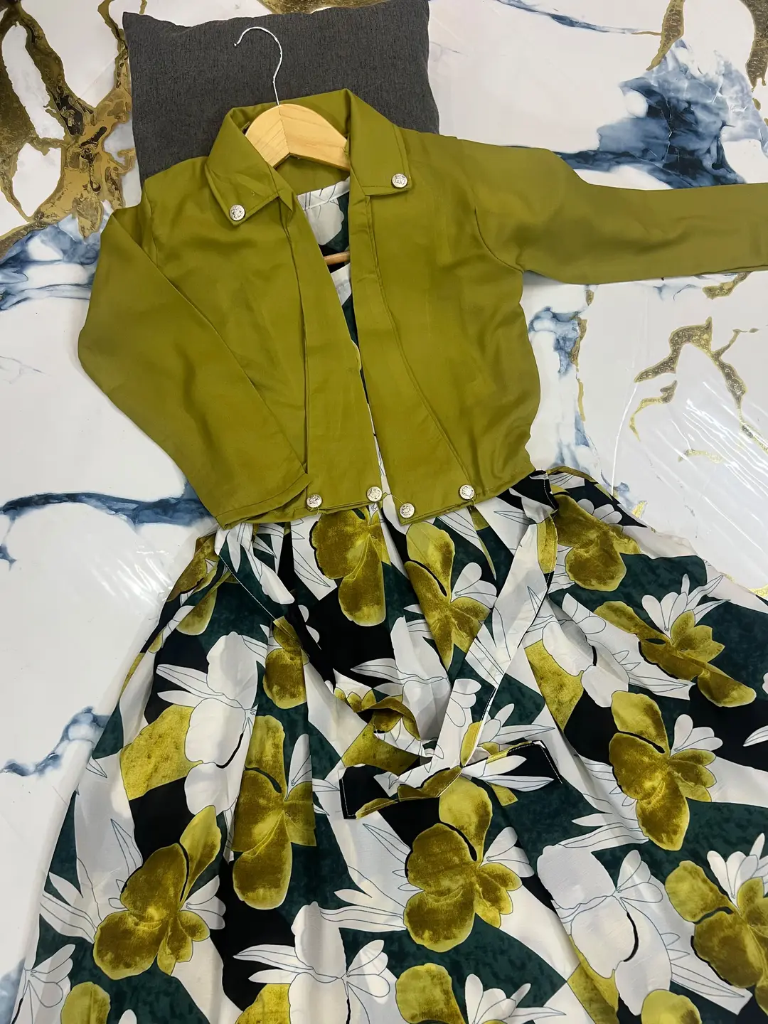 2 Pcs Girl's Georgette Printed Maxi & Jacket