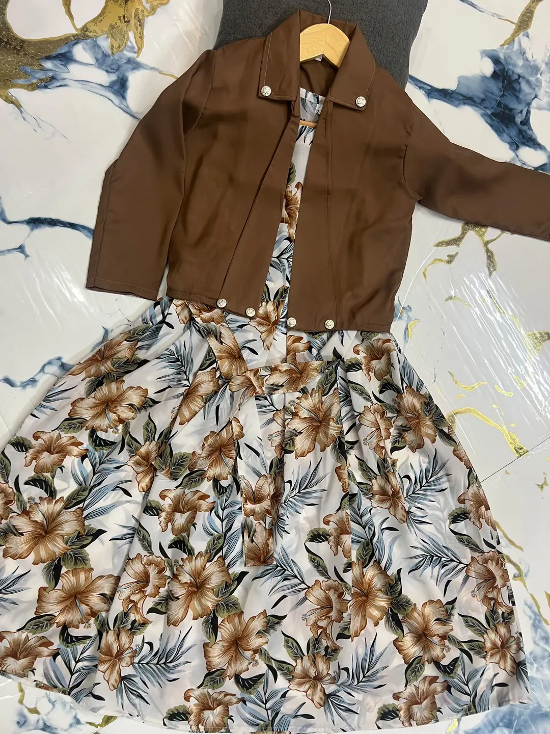 2 Pcs Girl's Georgette Printed Maxi & Jacket