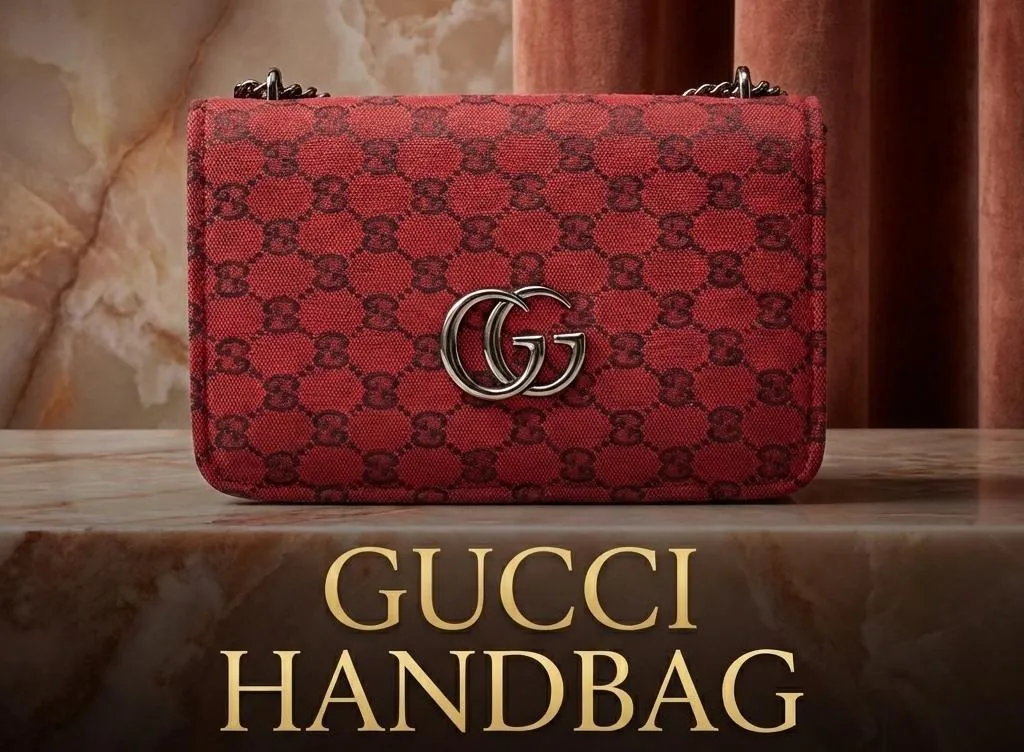 Red Velvet Printed Girl's Shoulder Bag with Chain Strap