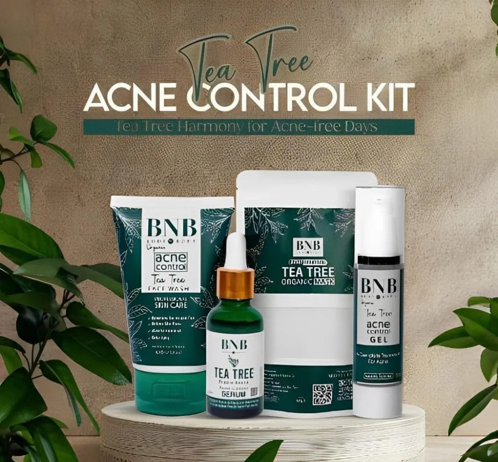 BNB Tea Tree Acne Control Kit 4-Piece Green Serum Mask Wash