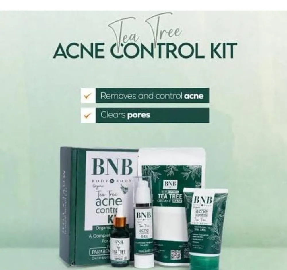 BNB Tea Tree Acne Control Kit 4-Piece Green Serum Mask Wash