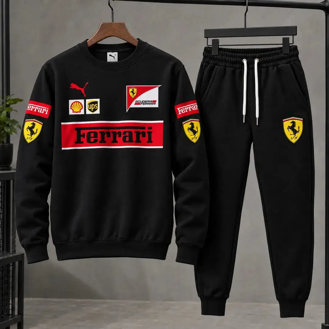 2 Pcs Men's Fleece Printed Sweatshirt Track Suit