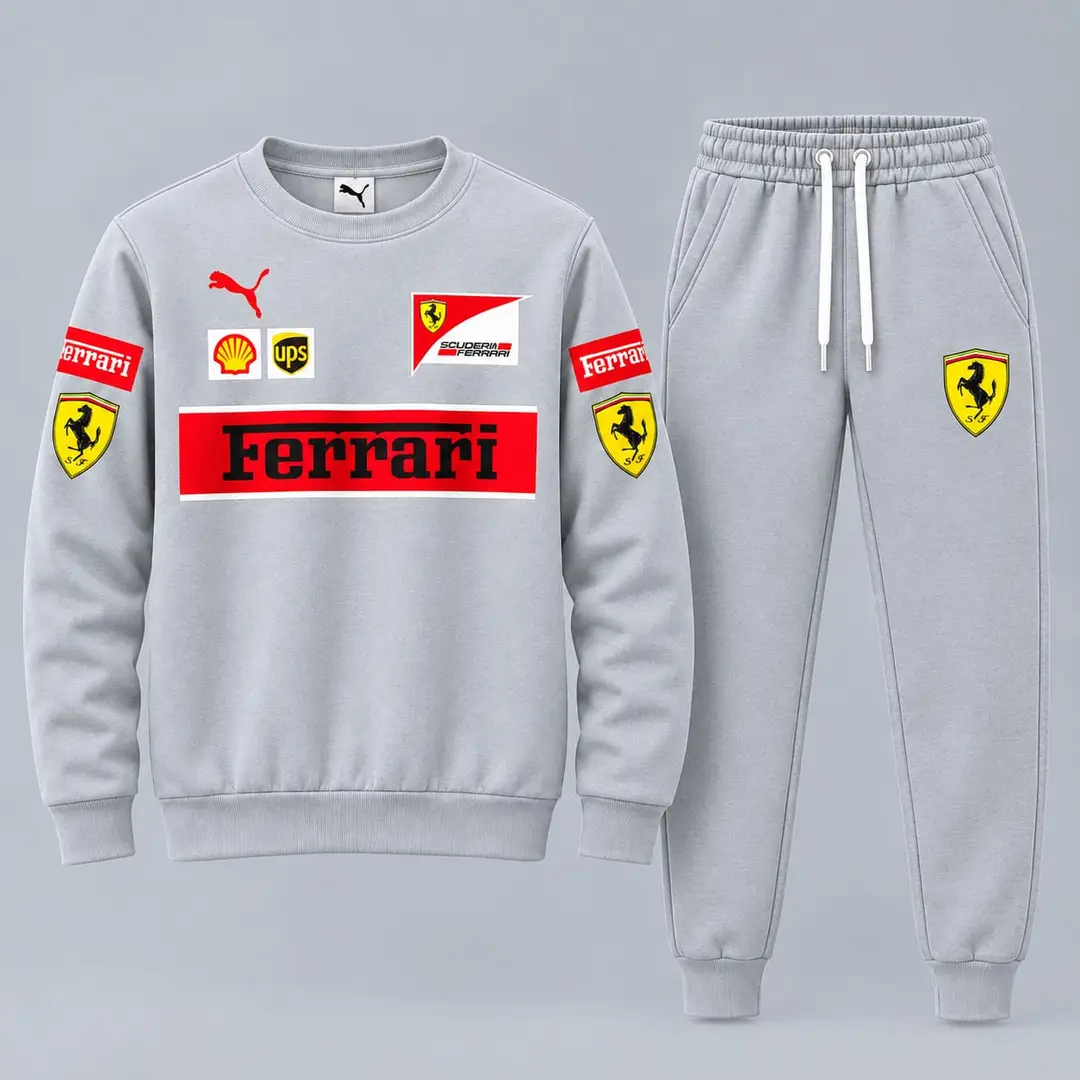 2 Pcs Men's Fleece Printed Sweatshirt Track Suit