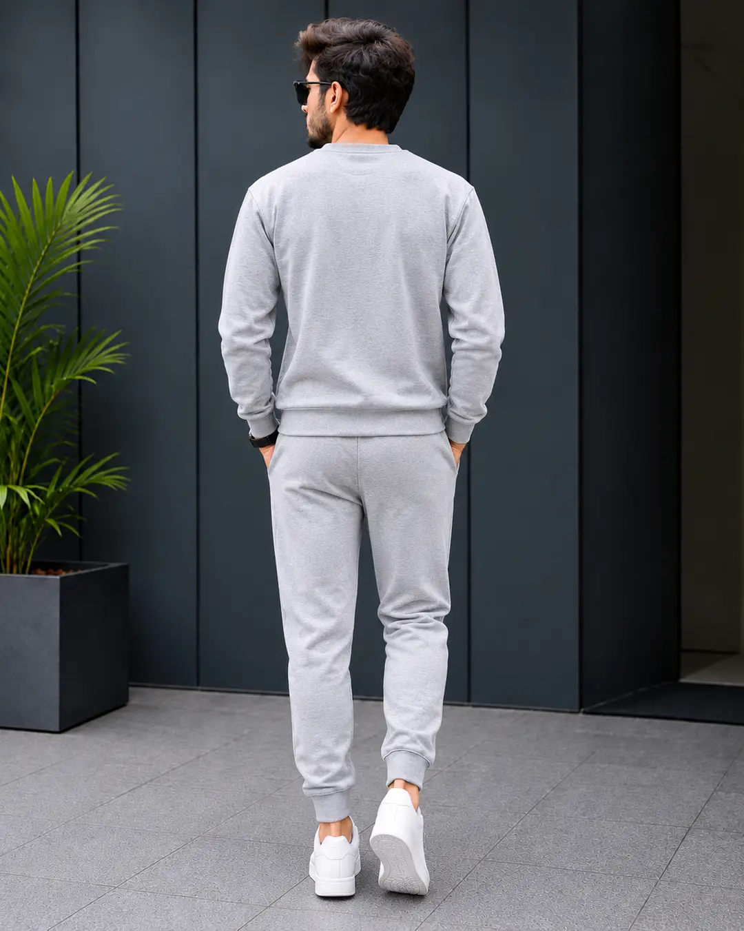 2 Pcs Men's Fleece Printed Sweatshirt Track Suit