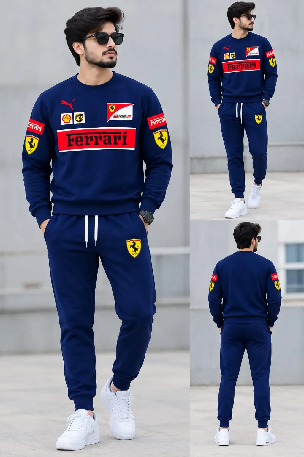 2 Pcs Men's Fleece Printed Sweatshirt Track Suit