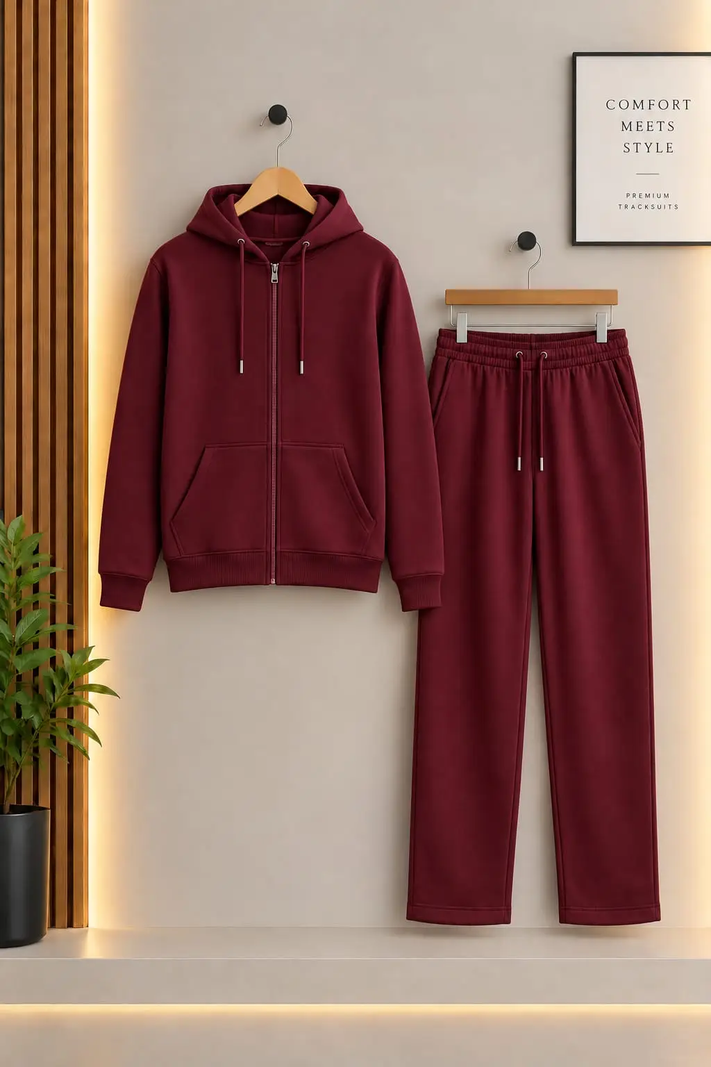 2 Pcs Men's Fleece Plain Zipper Track Suit