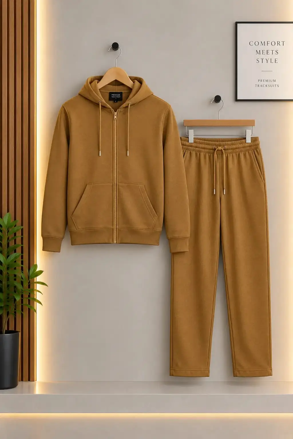 2 Pcs Men's Fleece Plain Zipper Track Suit