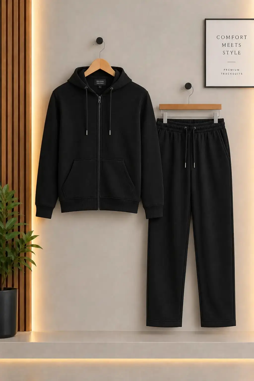 2 Pcs Men's Fleece Plain Zipper Track Suit