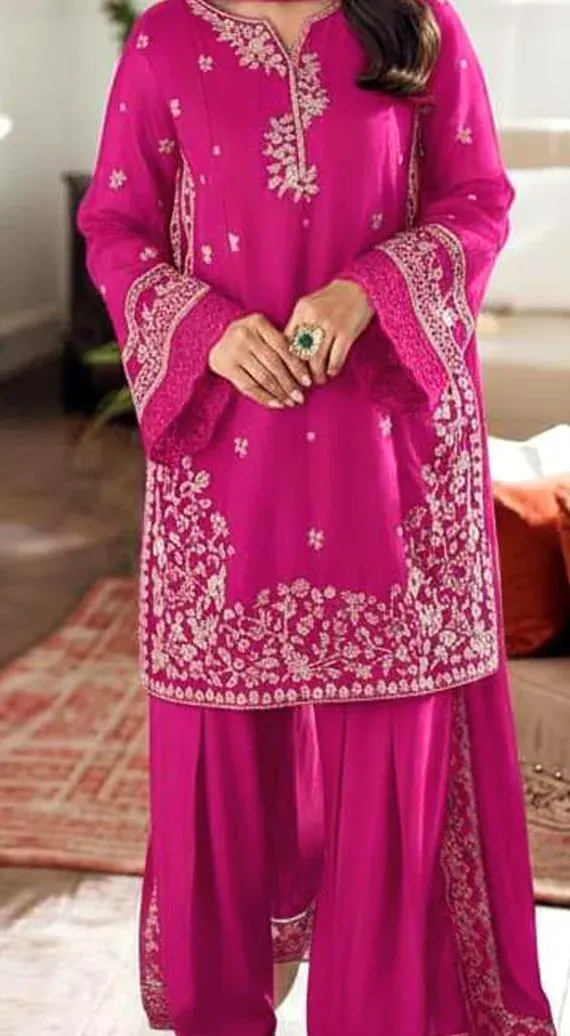 Pink Embroidered Lawn 3Pcs Set for Women