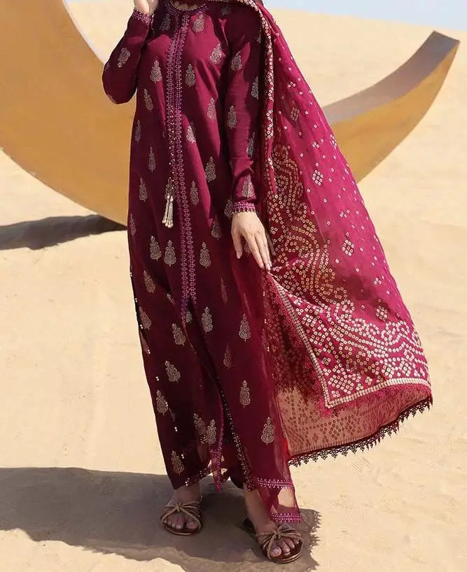 3 Pcs Women's Unstitched Embroidered Suit