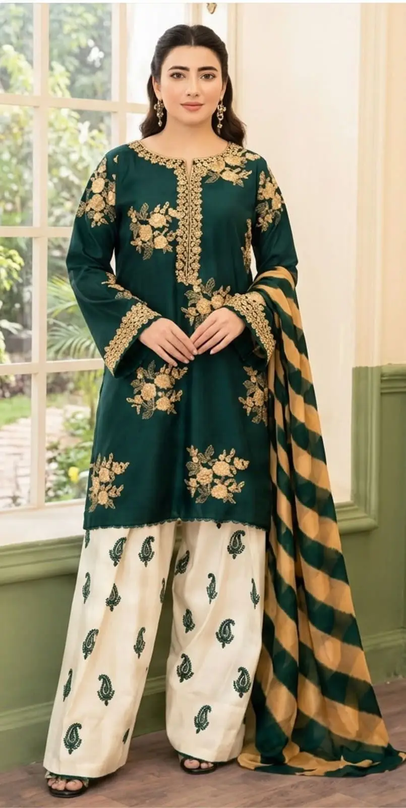 3 Pcs Women's Unstitched Embroidered Suit