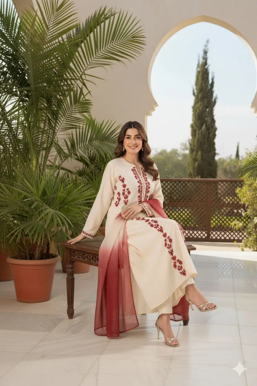 3 Pcs Women's Unstitched Embroidered Suit