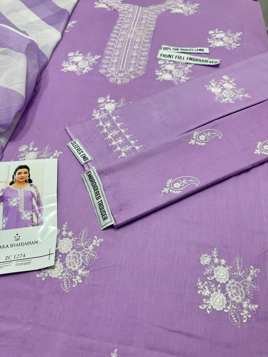 Purple Embroidered 3-Piece Lawn Suit for Women