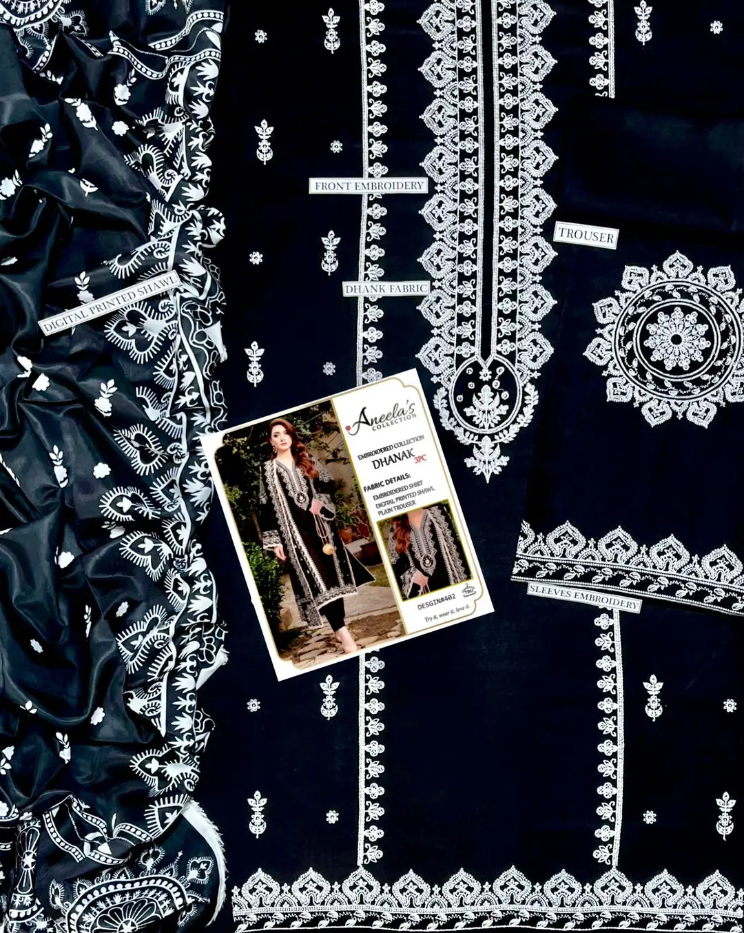 ANEELAS HIT CODE3 Pcs Unstitched Embroidered Suit